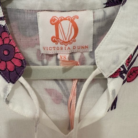 NWOT Victoria Dunn Pink Flower Block Print Cotton Summer Dress - Picture 5 of 7